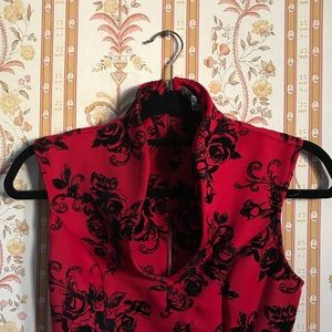 Red dress with gold zipper in back